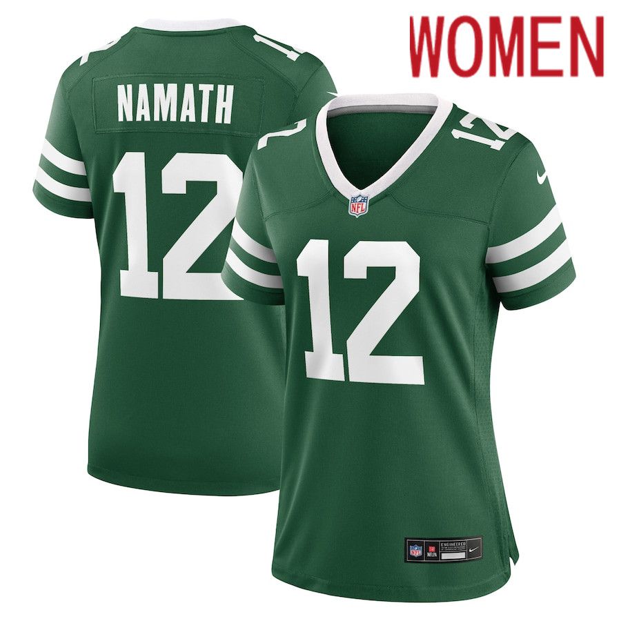 Women New York Jets #12 Joe Namath Nike Legacy Green Retired Player Game NFL Jersey->->Women Jersey